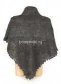 Оренбургский платок косынка серая (полушалок) 120х170х120, М27Р-2 - ручной работы